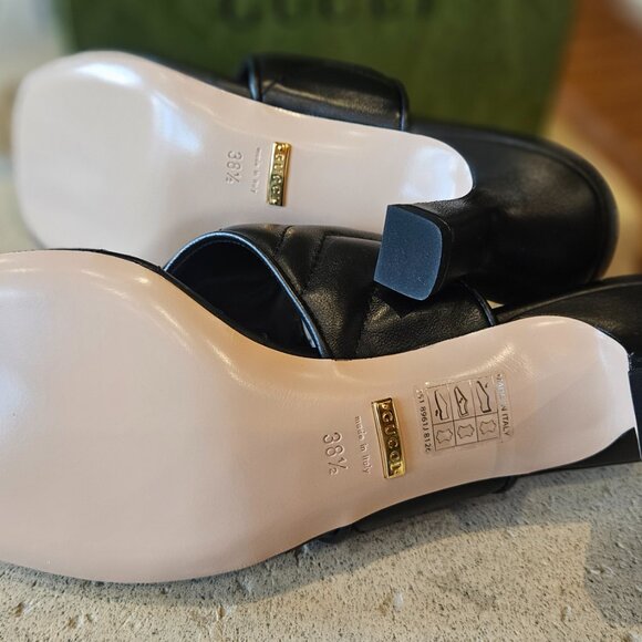 Gucci Double G Mule 776995 BK060 - 1000 Black Leather Size 38+ New Womens Shoes - Picture 9 of 11